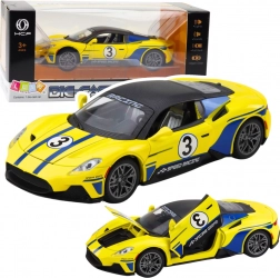 Sportski metalni automobil s efektima svjetla i zvuka, 1:22 žuti