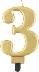 Zlatna svjećica za tortu broj 3