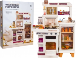 Dječja mega kuhinjica sa svjetlima, zvukovima i parom – bež, 93 kom dodataka