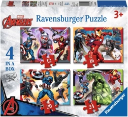 RAVENSBURGER Puzzle Avengers: Najmoćniji junaci Zemlje 4u1 (12,16,20,24 dijelova)