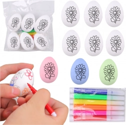 Stiroporna uskršnja jaja za bojanje s uzorkom cvijeta, 6 kom s flomasterima