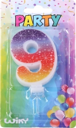 Rođendanska svijeća broj 9 sa zvijezdama