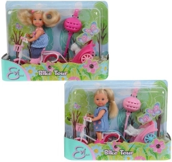Lutkica Evi Love na biciklu s prikolicom i psićem