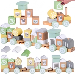 Drveni vlakić s vagonima i građevnim kockama