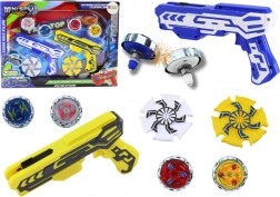 Set pištoljskih izbacivača s 4 metalna diska sa svjetlima – plava i žuta