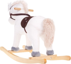 Rocking unicorn for children 24m+ with wooden handles and sounds – White