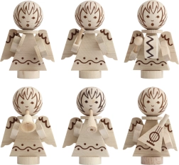 Detoa božićni ukrasi anđelčići od drva, set 6 kom