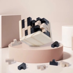 Drvena logička kocka – 3D slagalica za djecu i odrasle