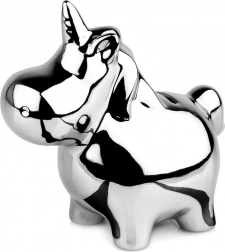 Keramička srebrna zrcalna kasica jednorog 18 × 10,5 cm