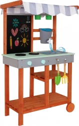 Drvena vrtna kuhinja na kotačima s dodacima i slavinom Lulilo Sableto