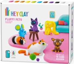 Hey Clay kreativni set Fluffy Pets – ljubimci od lagane samoutvrđujuće mase (15 pakiranja)
