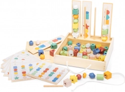 Drveni set za sortiranje i nizanje perlica