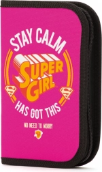 Školska pernica Super Girl stay calm – jednodijelna, bez pribora