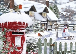 Puzzle crvendaće u snijegu 500 dijelova