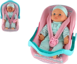 Bebina lutka s mekanim tjelešcem u nosiljci s duduom 30 cm