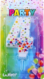 Party svjećica za tortu broj 4 s točkicama