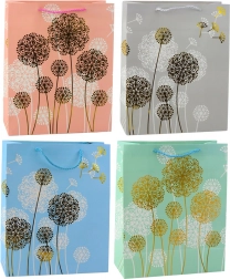 Poklon-vrećica s motivom maslačaka i zlatnim akcentima 32 × 26 × 12 cm