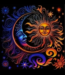 Dijamantno slikanje Sunce i Mjesec 30x40 cm