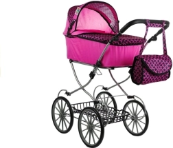 Retro kolica za lutke Alice s dubokom košarom i torbom