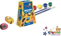 Set za oslikavanje kamenčića s bojama i kistovima u kutiji 19 × 14 × 5 cm