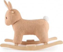 Bieco ljuljajući zečić Fine od buklea na drvenim klizačima