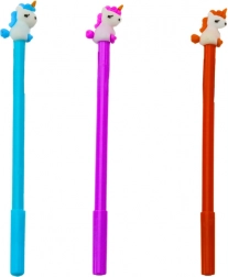 Kuglična olovka s jednorogom, crna tinta, 0,5 mm – mix ljubičasta/narančasta/plava