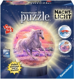 RAVENSBURGER svjetleća 3D puzzleball konj na plaži, 72 dijelova