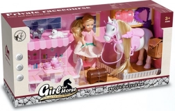 Igraći set s lutkom, konjićem i mačićima