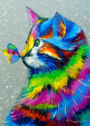 Puzzle lijepa mačka i leptir 1000 dijelova