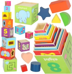 Drvena edukativna kula XXL s oblicima i učenjem brojeva