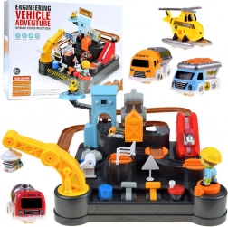 Mehanička građevinska staza s autićima i helikopterom