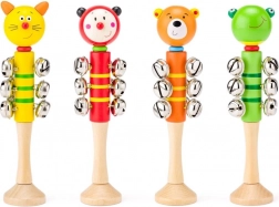 Drveno zvečkalo s zvončićima – životinjice