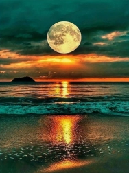 Dijamantno slikanje Pun mjesec nad oceanom