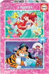 EDUCA Puzzle Disney princeze: Ariel i Jasmina 2x48 dijelova