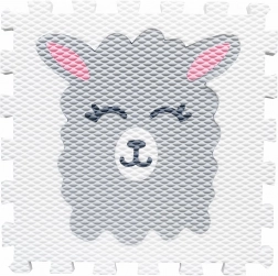 Pjenasta puzzle prostirka s motivom lame – bijela