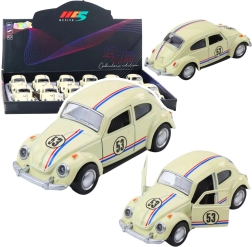 Metalni klasični Buba 1:32 s mehaničkim pogonom na navlačenje, otvarajuća vrata, bež