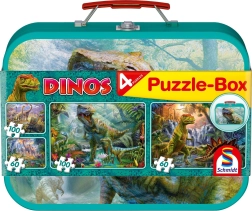 Dječje puzzle Dinosauri 4u1 u limenom kovčegu