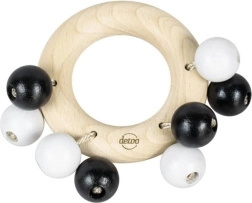 Detoa drvene zvečke prsten s kuglicama – crno-bijele
