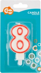 Svijeća broj 8 s crvenim obrubom
