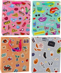 Poklon-vrećica s raznobojnim naljepnicama 32 × 26 × 12 cm