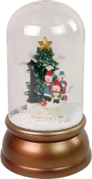 Staklena božićna dekoracija sa snijegom i snjegovićima, zlatna