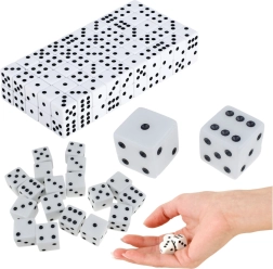 Set klasičnih igraćih kocaka 1–6, bijele, 100 kom