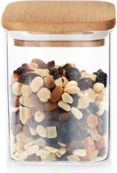 Staklena posuda za rasute namirnice s bambuskim poklopcem i brtvom 850 ml