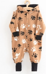 Bebin pamučni kombinezon s kapuljačom i ušima NEW BABY, gorušičaste boje