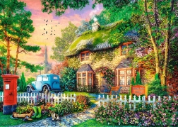 Puzzle TREFL Premium Plus: Vrijeme Za Čaj - Sleepy Lane Cottage 1000 dijelova