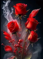 Dijamantno slikanje cvjetovi ruže u dimu 30 × 40 cm