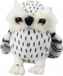 Mala plišana sova bijela s crnim točkicama 15 cm