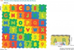 Pjenaste podne puzzle 36 kom s brojkama i slovima od EVA za djecu 10m+