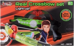 Svjetleća dječja samostrel s strelicama s vakuumskim vrhovima i metom – streličarski set na baterije, 6+