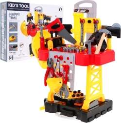 Dječji set alata 3u1 – kofer, radni stol i kostim voditelja gradnje, 85 kom